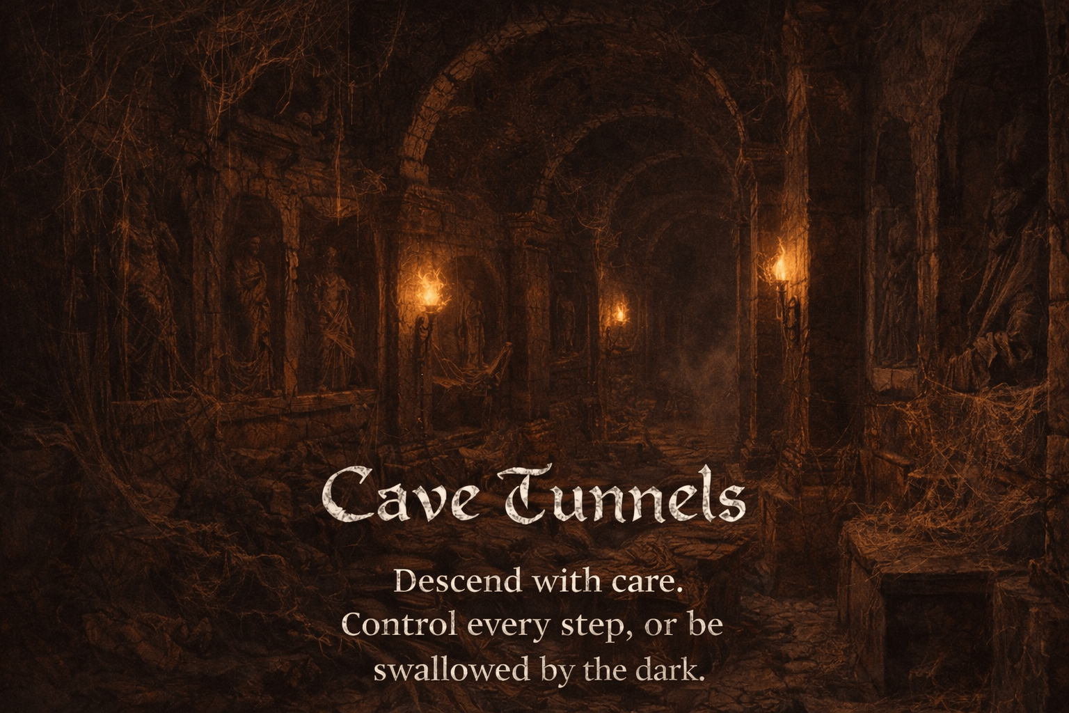 The torchlit Cave Tunnels route